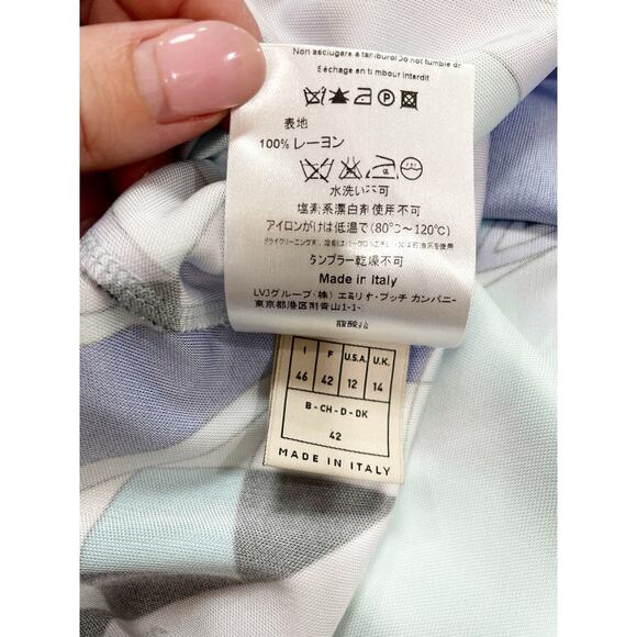 Emilio Pucci Printed Jersey Silk Knee Length Dress Blue Purple Sz 12 - Picture 11 of 13